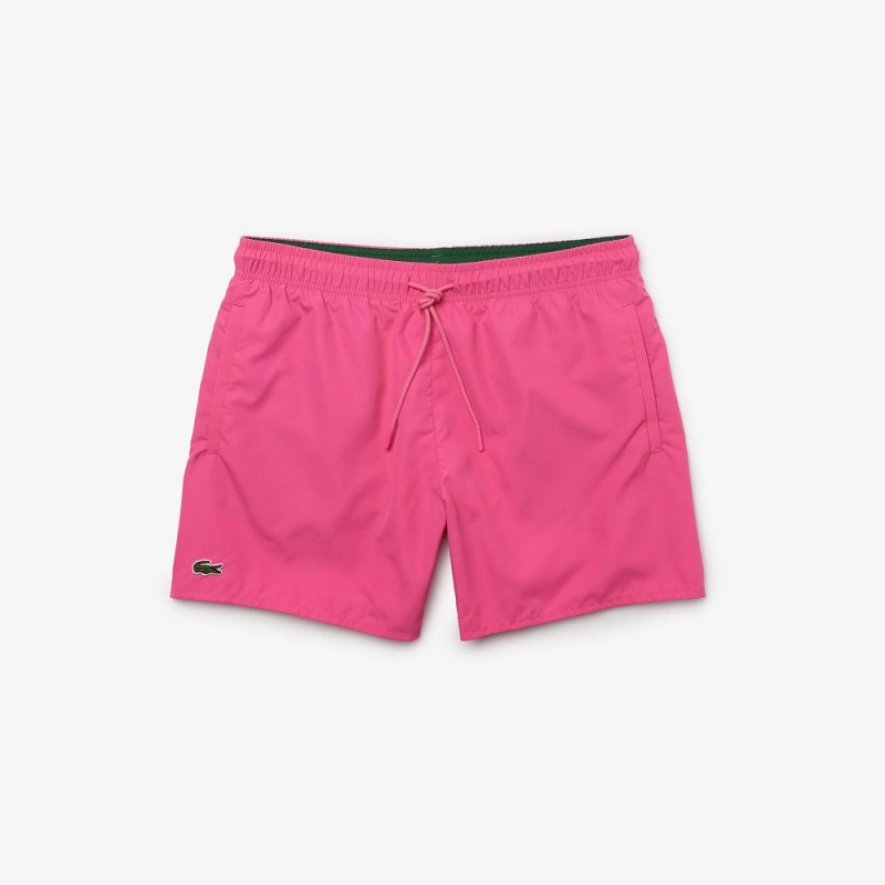 Men's Lacoste Lightweight Swim Shorts Pink Green | WNA890421