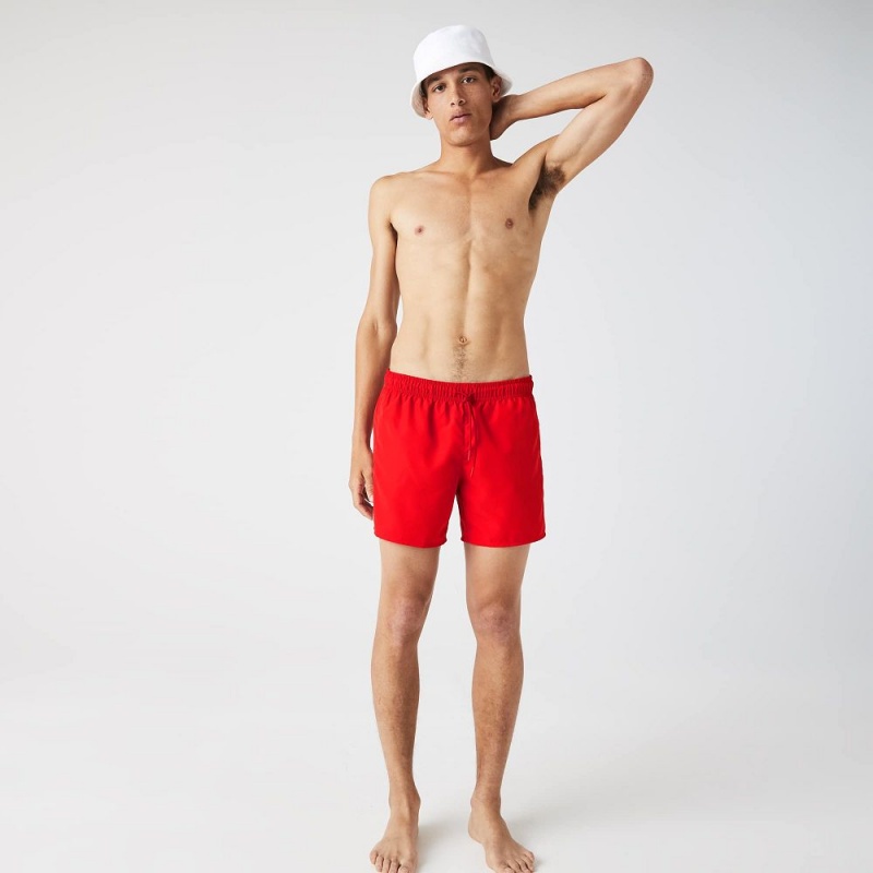 Men's Lacoste Lightweight Swim Shorts Red Navy Blue | PBW967345