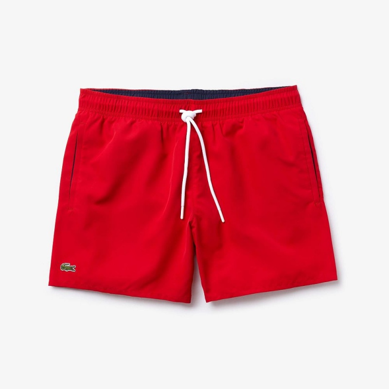 Men's Lacoste Lightweight Swim Shorts Red Navy Blue | PBW967345