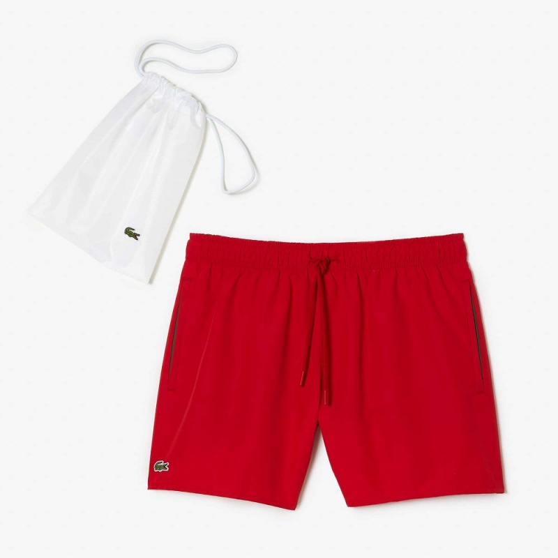 Men's Lacoste Lightweight Swim Shorts Red Green | VRE325187