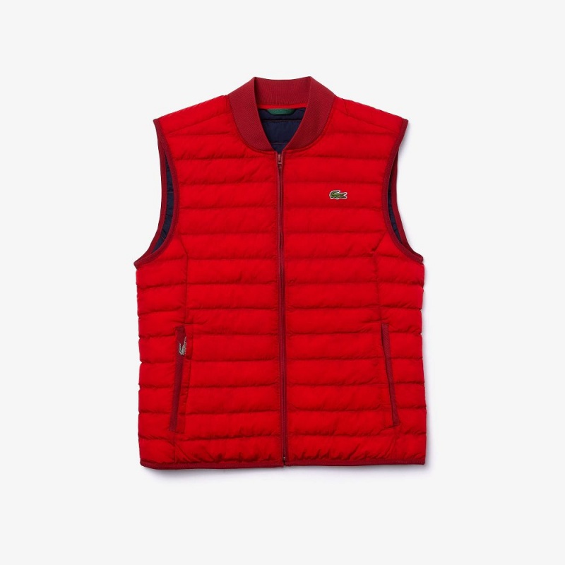 Men's Lacoste Lightweight Water-Resistant Puffer Coats Red | HKX902563