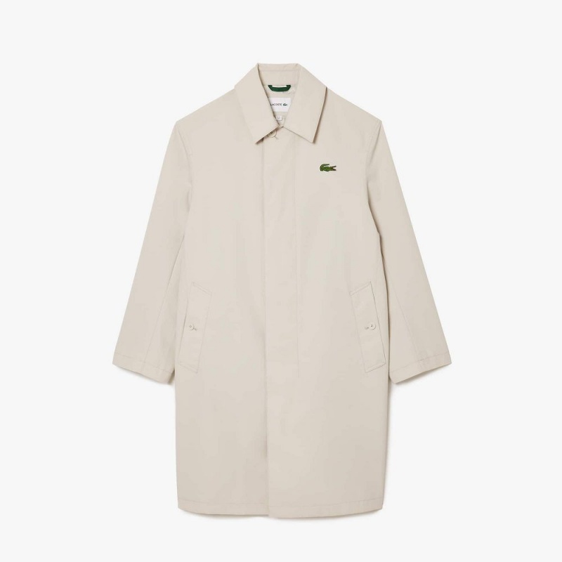 Men's Lacoste Lightweight Waterproof Cotton Twill Trench Coats Grey | QXU452689