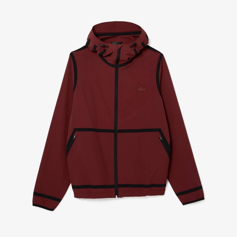 Men's Lacoste Lightweight Zip-Up Jackets Bordeaux | XQM846590