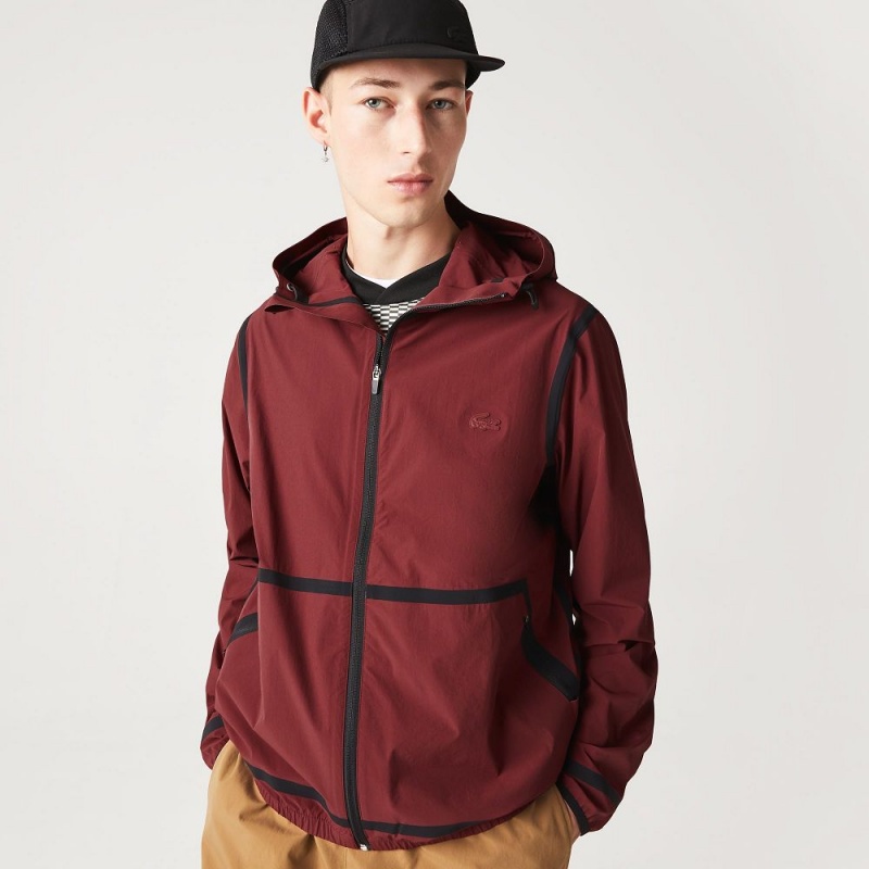 Men's Lacoste Lightweight Zip-Up Jackets Bordeaux | XQM846590