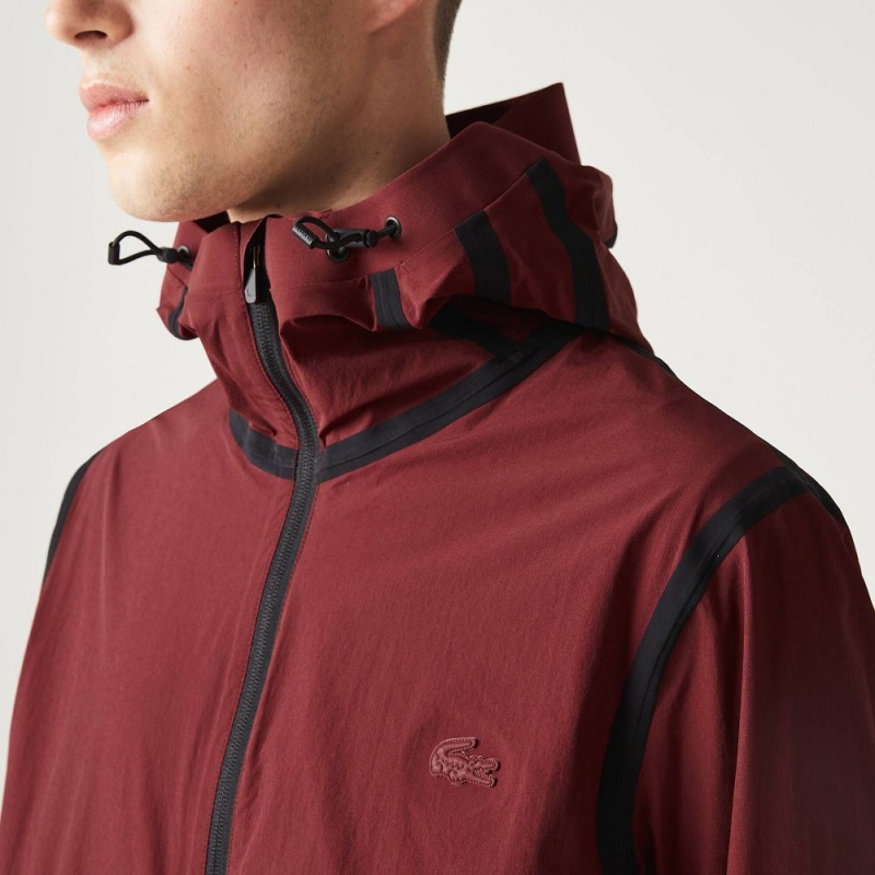 Men's Lacoste Lightweight Zip-Up Jackets Bordeaux | XQM846590