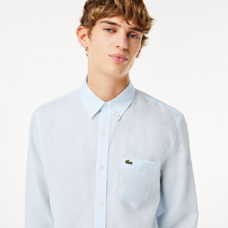 Men's Lacoste Linen Shirt Light Blue | TMX897345