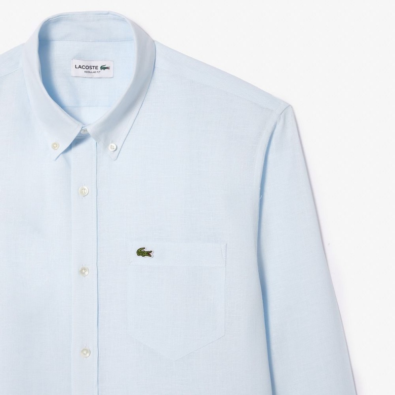 Men's Lacoste Linen Shirt Light Blue | TMX897345