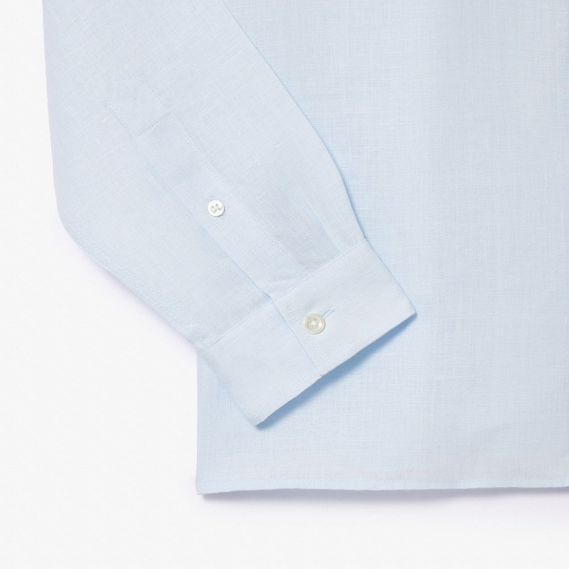 Men's Lacoste Linen Shirt Light Blue | TMX897345