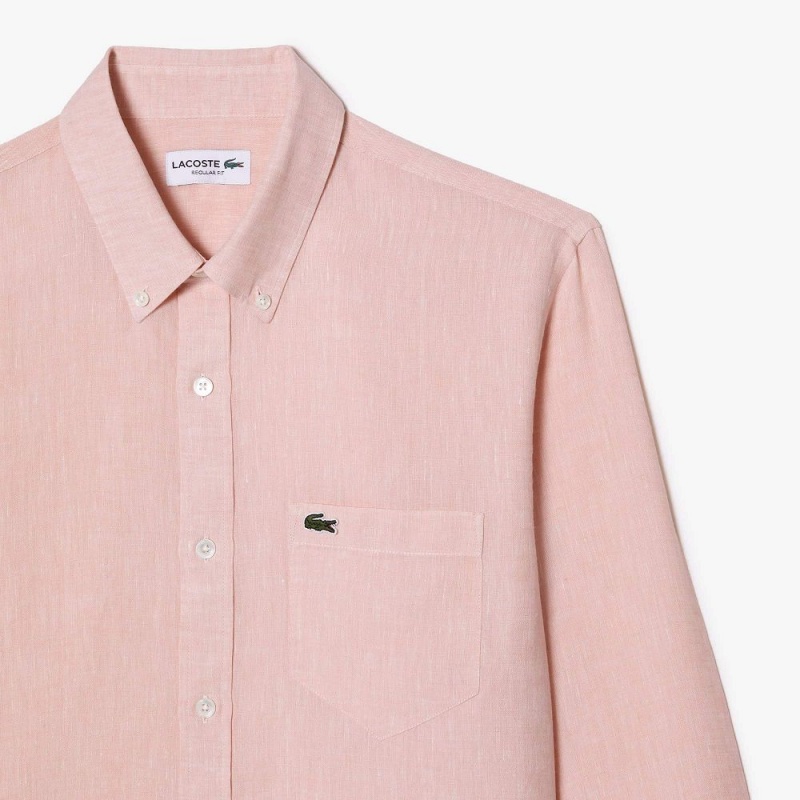 Men's Lacoste Linen Shirt Light Pink | FZN857369