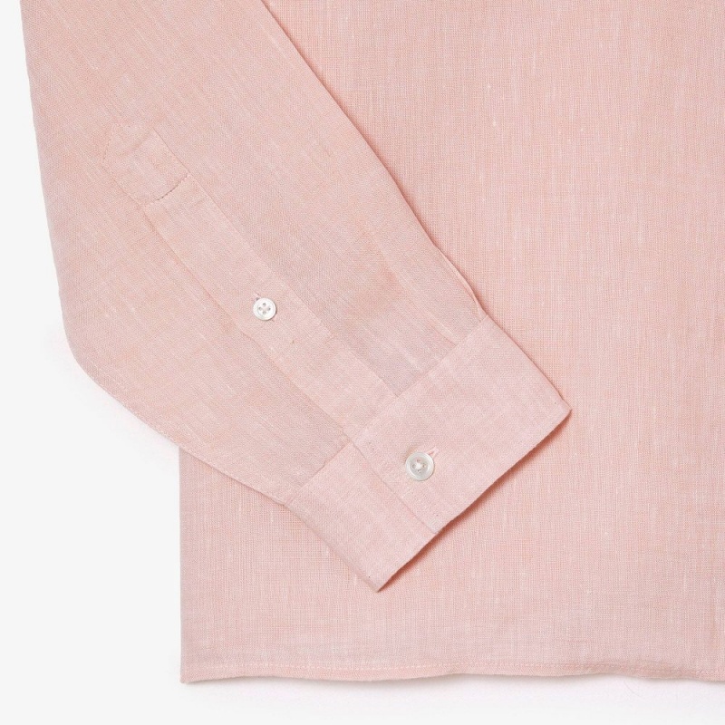 Men's Lacoste Linen Shirt Light Pink | FZN857369