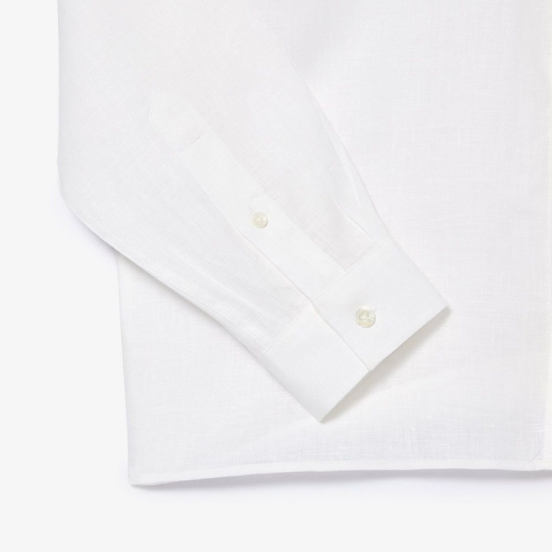 Men's Lacoste Linen Shirt White | ELK714290