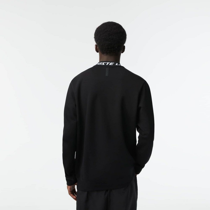 Men's Lacoste Logo Collar Sweatshirt Black | ZKS729180