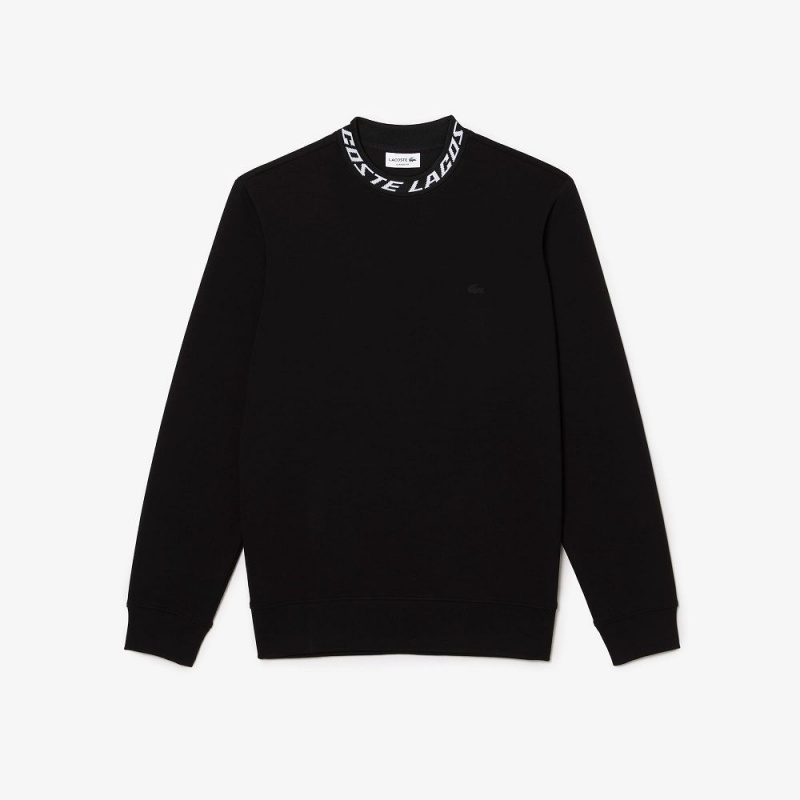 Men's Lacoste Logo Collar Sweatshirt Black | ZKS729180