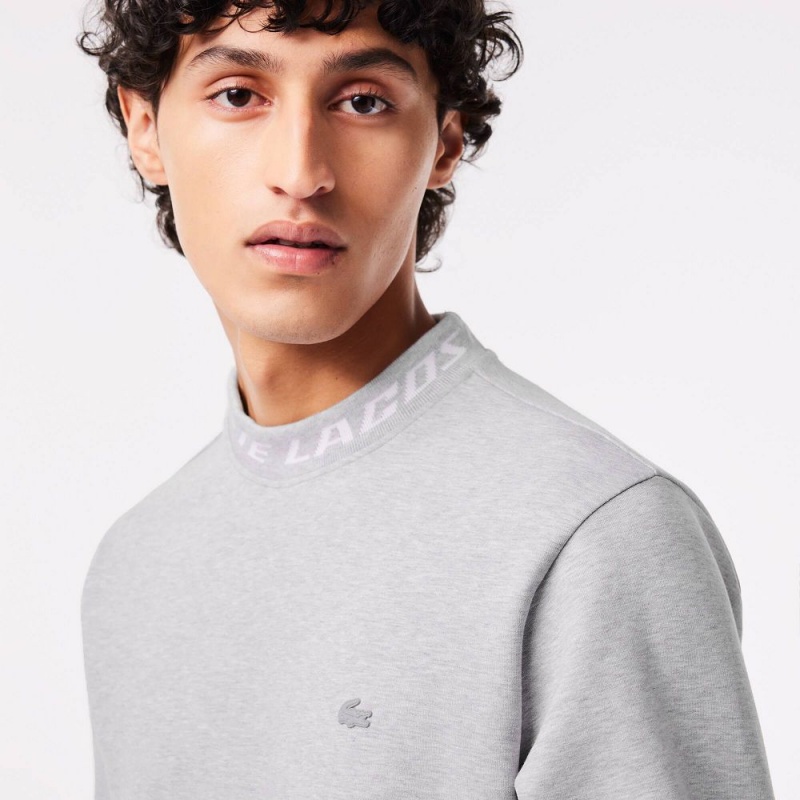 Men's Lacoste Logo Collar Sweatshirt Grey Chine | EXN385126