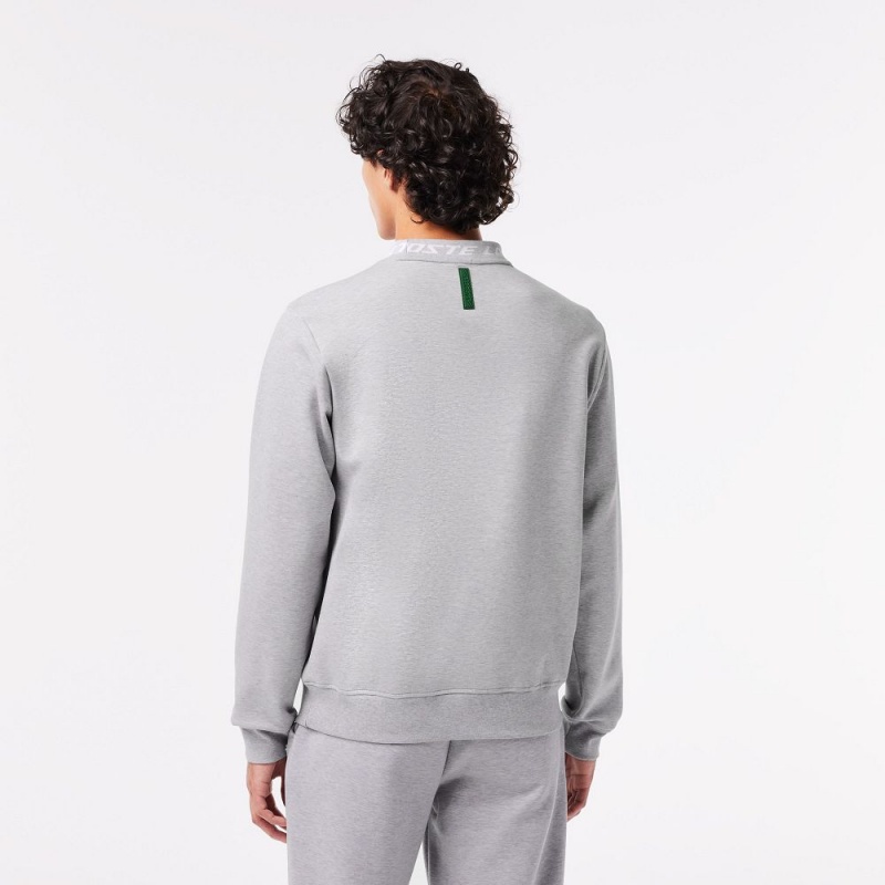 Men's Lacoste Logo Collar Sweatshirt Grey Chine | EXN385126