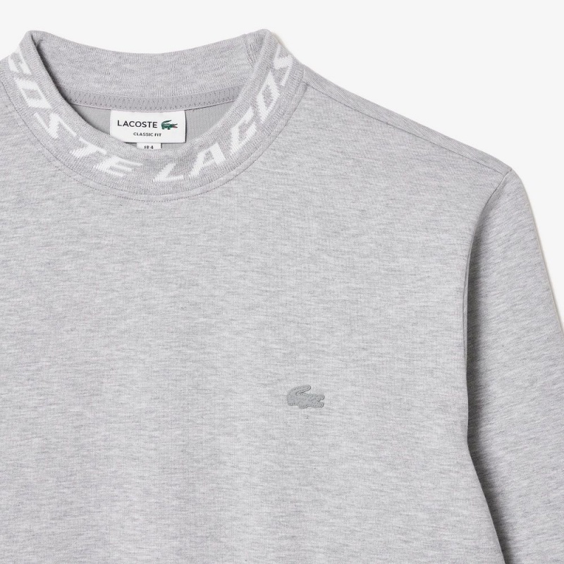 Men's Lacoste Logo Collar Sweatshirt Grey Chine | EXN385126