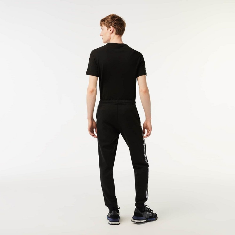 Men's Lacoste Logo Stripe Joggers Black | KWC827314