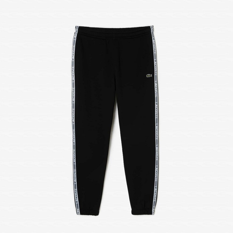 Men's Lacoste Logo Stripe Joggers Black | KWC827314