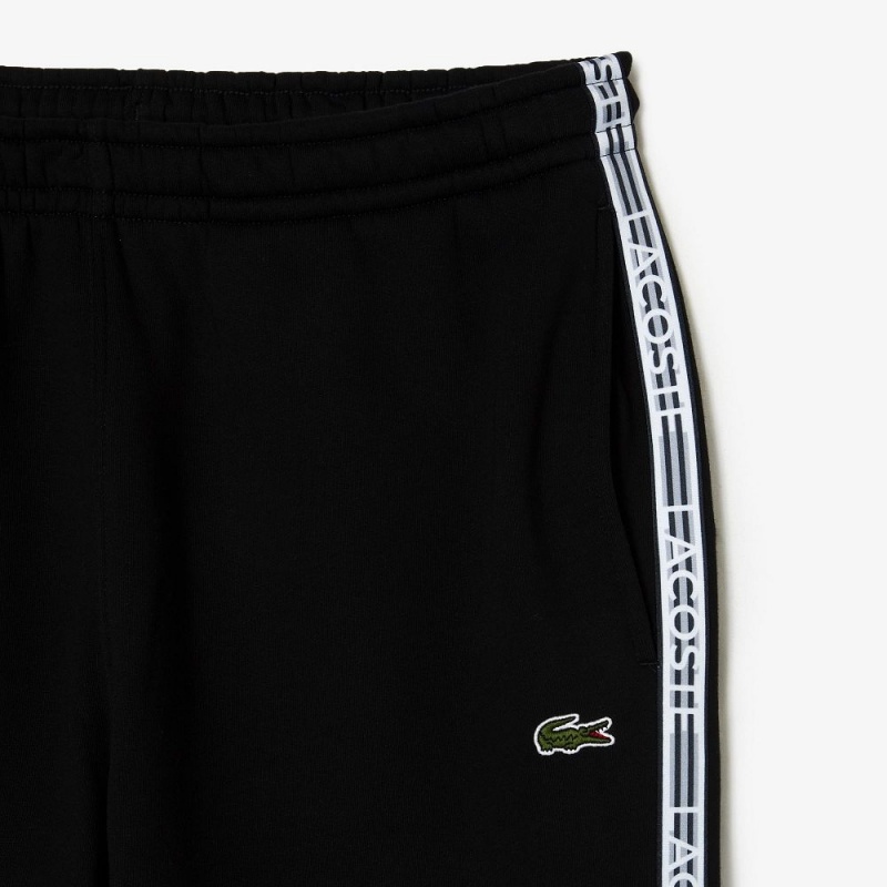 Men's Lacoste Logo Stripe Joggers Black | KWC827314