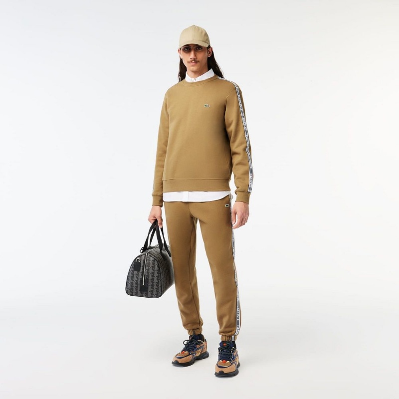 Men's Lacoste Logo Stripe Joggers Brown | ZDV726938