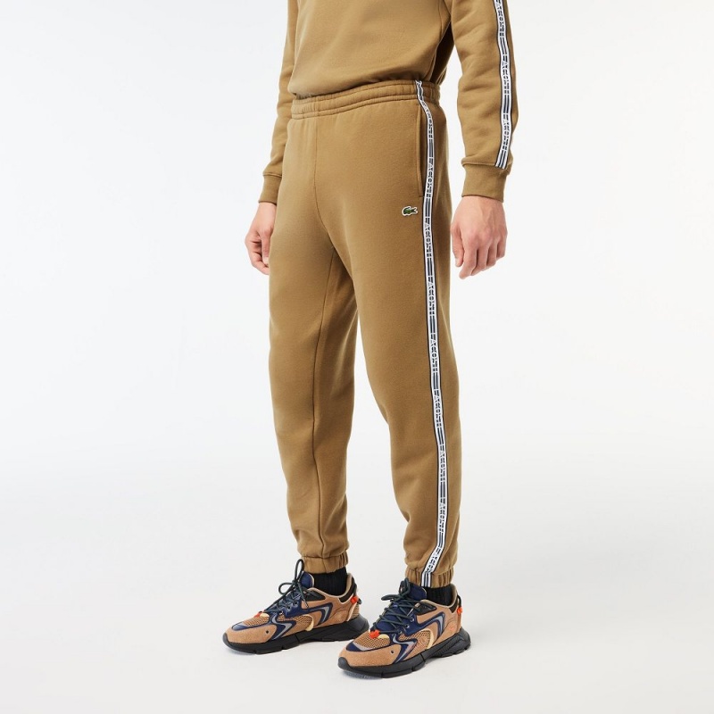 Men's Lacoste Logo Stripe Joggers Brown | ZDV726938