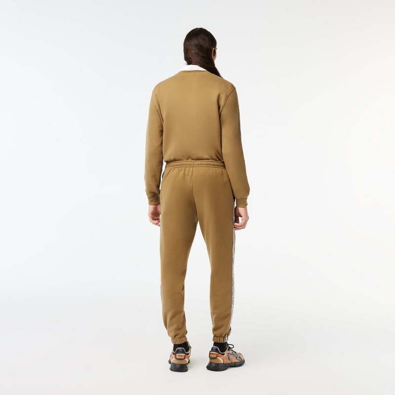 Men's Lacoste Logo Stripe Joggers Brown | ZDV726938