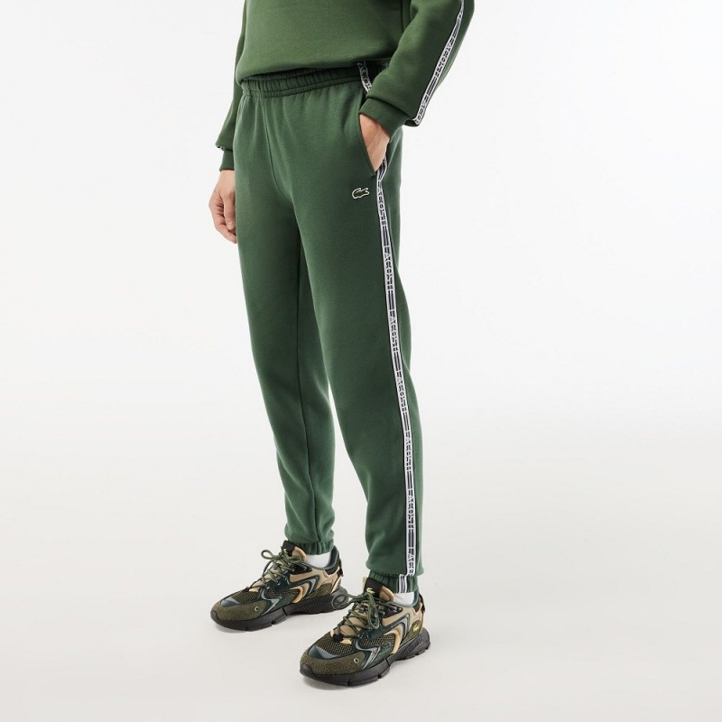 Men's Lacoste Logo Stripe Joggers Dark Green | DMO720513