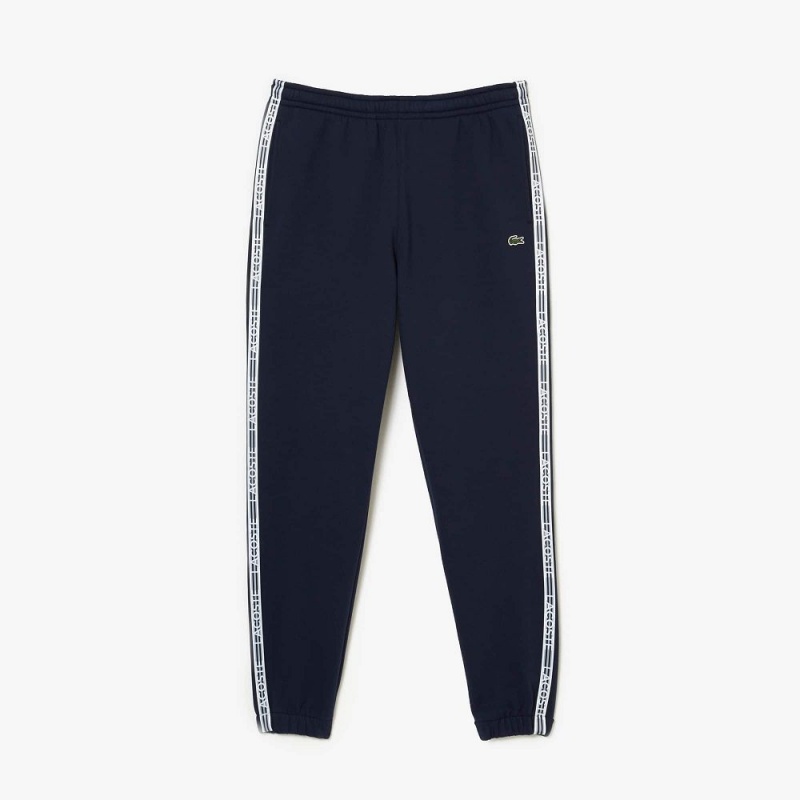 Men's Lacoste Logo Stripe Joggers Navy Blue | UMY541629