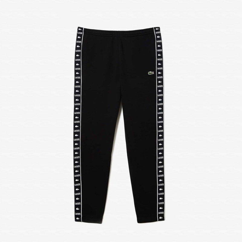 Men's Lacoste Logo Stripe Sweatpants Black | TPH345170