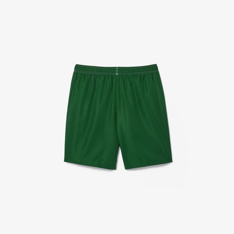 Men's Lacoste Logo Stripe Tennis Shorts White Green | TBW240539