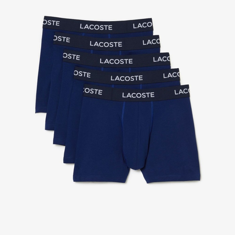 Men's Lacoste Logo Waist 5-Pack Boxer Briefs Methylene blue | JIF286907