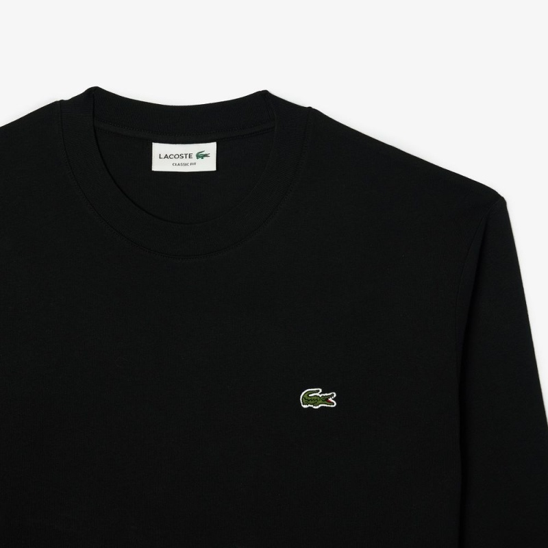 Men's Lacoste Long Sleeve Cotton Jersey T-Shirt Black | OLQ903415