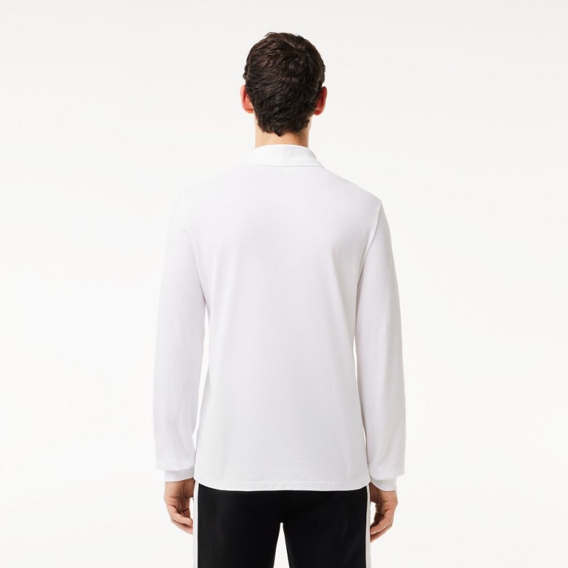 Men's Lacoste Long Sleeve Cotton Polo Shirts White | IAG435068