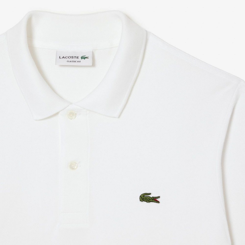 Men's Lacoste Long Sleeve Cotton Polo Shirts White | IAG435068