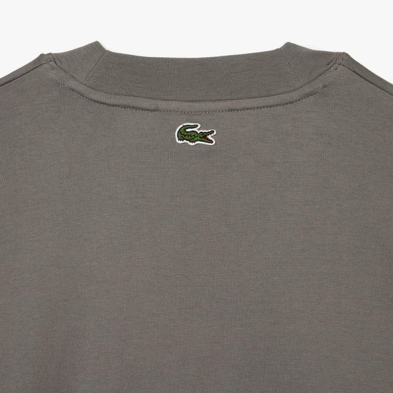 Men's Lacoste Long Sleeve Loose Fit Cotton T-Shirt Grey | WKB705819