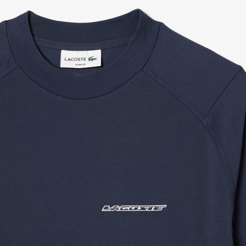 Men's Lacoste Long Sleeve Organic Cotton Slim Fit T-Shirt Blue | VBZ564973