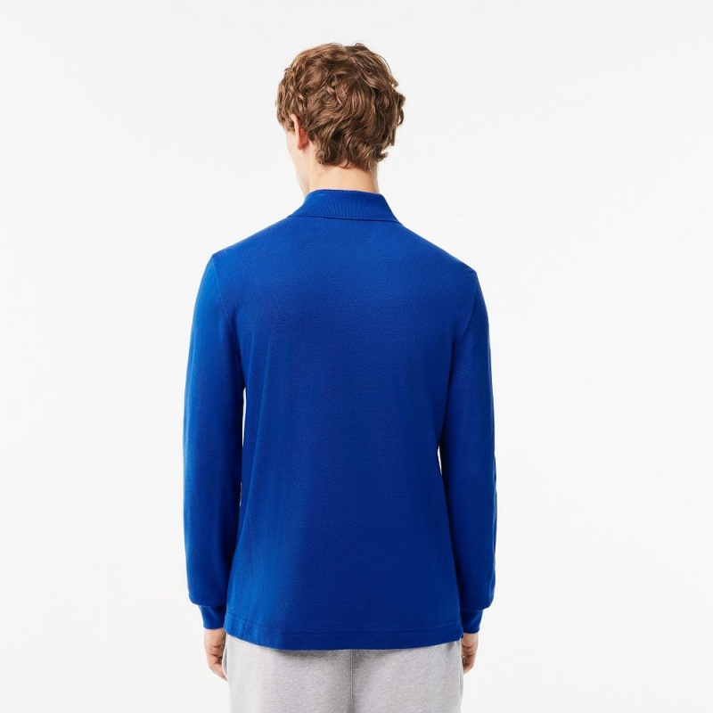 Men's Lacoste Long Sleeve Original L.12.12 Multi Badge Polo Shirts Gentian blue | DNY916057