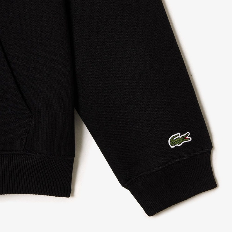 Men's Lacoste Loose Fit Branded Hoodie Black | IEV164320