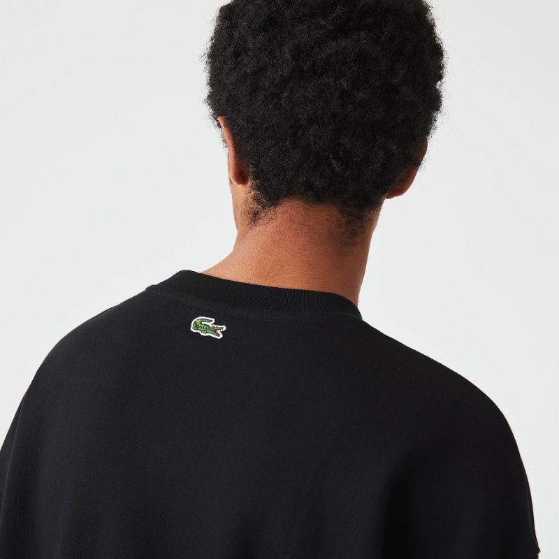 Men's Lacoste Loose Fit Branded Monogram Print Sweatshirt Black | QUZ082751