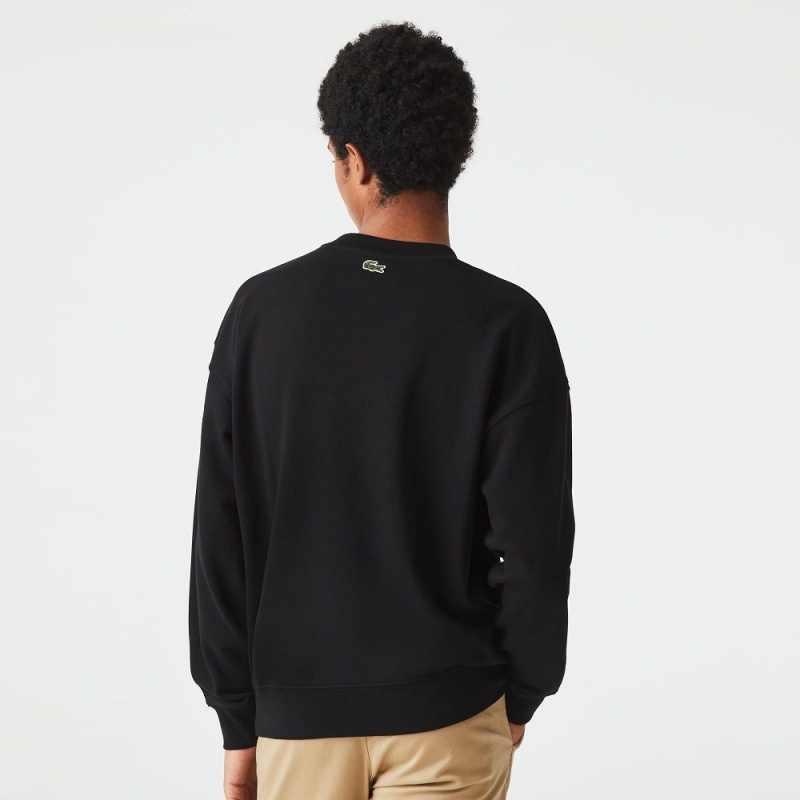 Men's Lacoste Loose Fit Branded Monogram Print Sweatshirt Black | QUZ082751