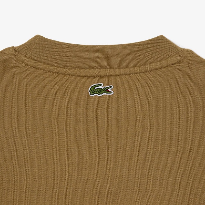 Men's Lacoste Loose Fit Cotton Badge Detail Jogger Sweatshirt Brown | VIH428013