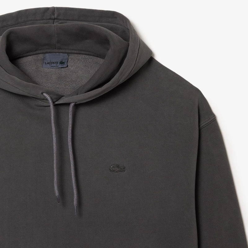 Men's Lacoste Loose Fit Cotton Fleece Hoodie Grey | EFY213904