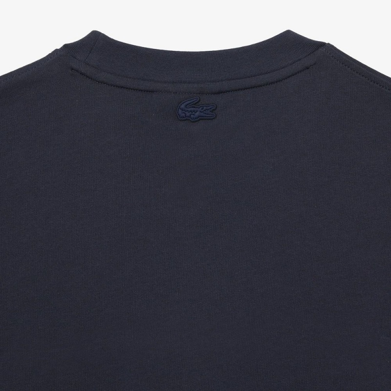 Men's Lacoste Loose Fit Cotton Jersey Print T-Shirt Blue | TJO309541