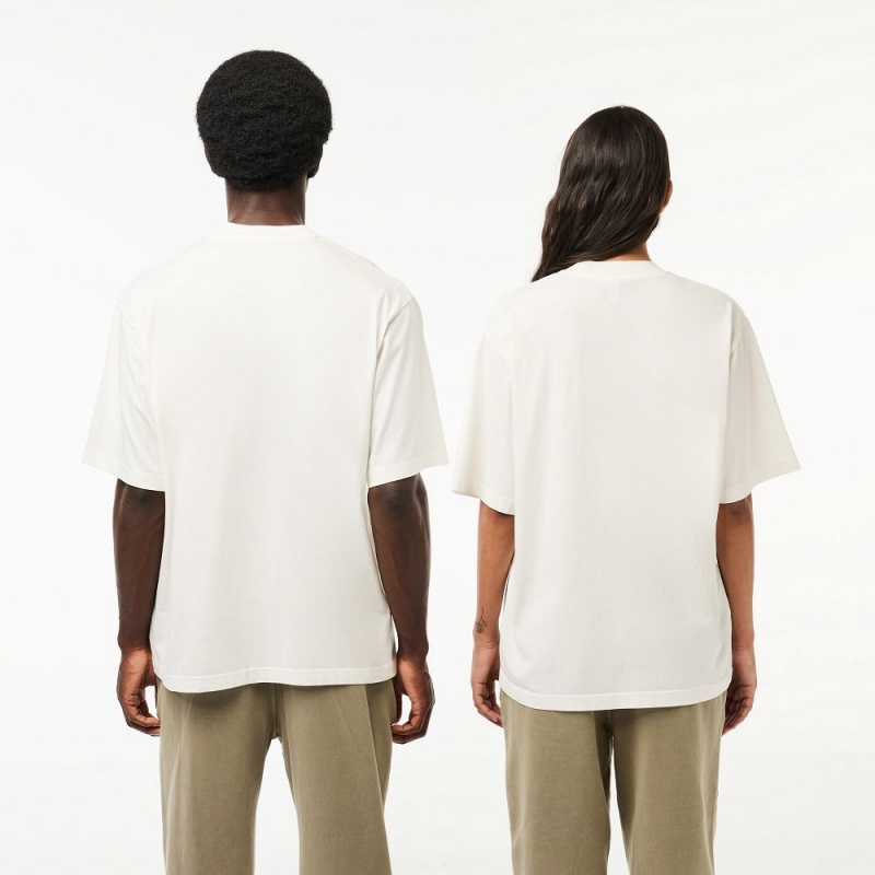 Men's Lacoste Loose Fit Cotton Jersey T-Shirt White | YGK741526