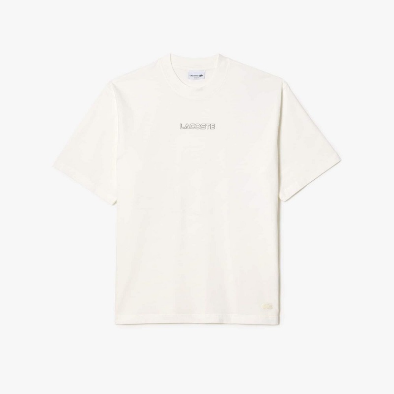 Men's Lacoste Loose Fit Cotton Jersey T-Shirt White | YGK741526