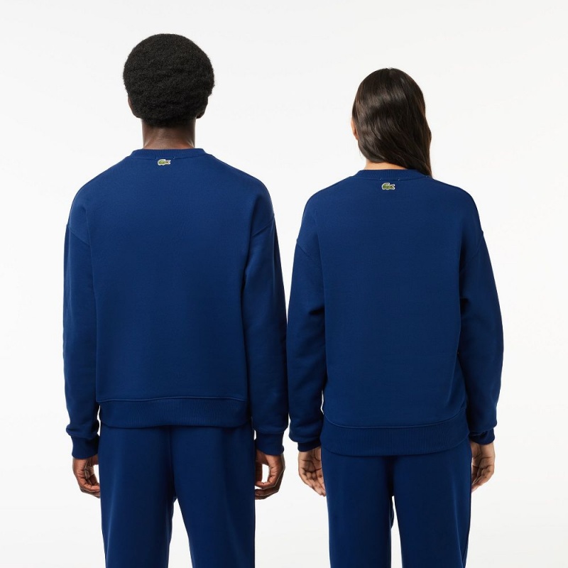 Men's Lacoste Loose Fit Crocodile Badge Sweatshirt Methylene blue | YLU216947