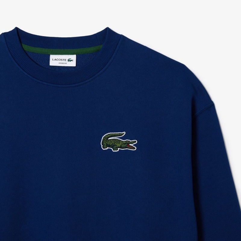 Men's Lacoste Loose Fit Crocodile Badge Sweatshirt Methylene blue | YLU216947