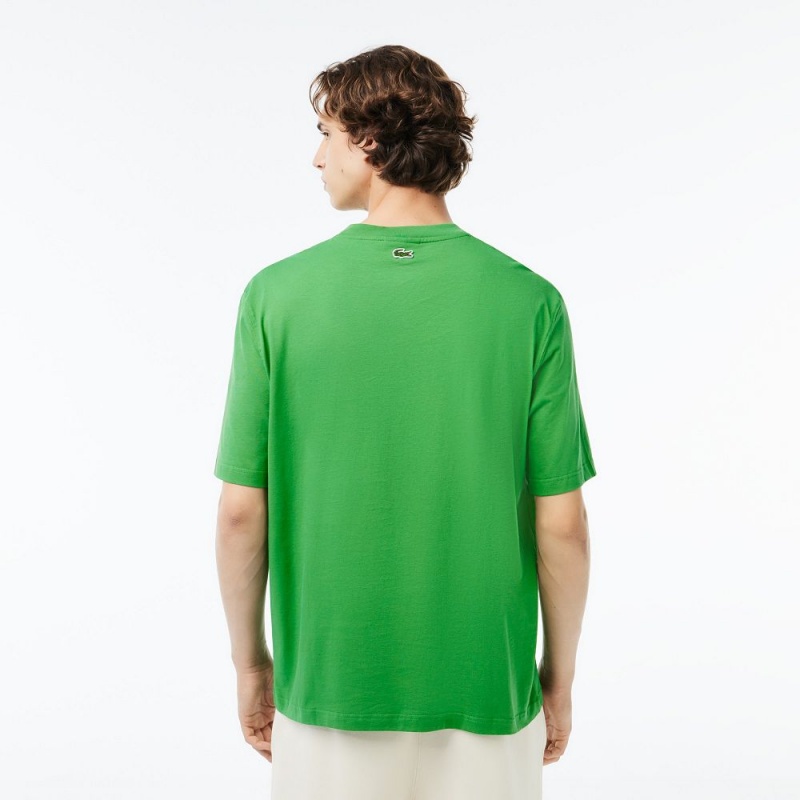 Men's Lacoste Loose Fit Crocodile Print Crew Neck T-Shirt Green | MTP236714