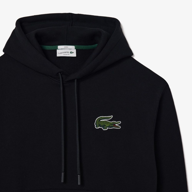 Men's Lacoste Loose Fit Hoodie Black | WVN290368