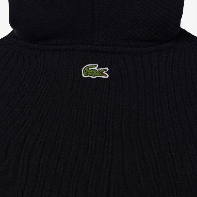 Men's Lacoste Loose Fit Hoodie Black | WVN290368